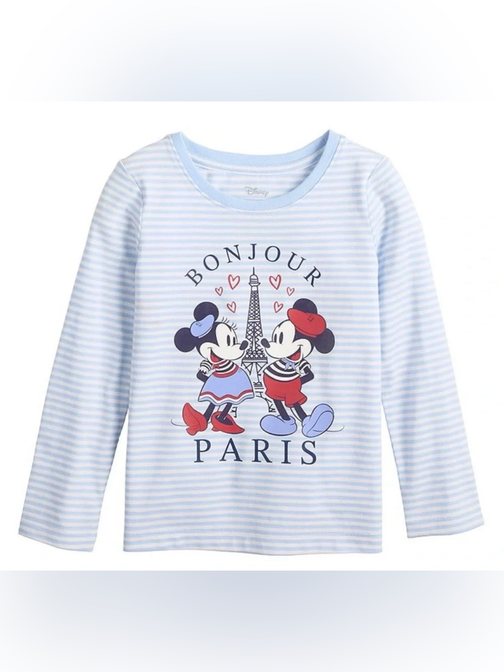 Girls Jumping Beans Disney Sz 4T Blue Striped Mickey Minnie Bonjour Paris Shirt